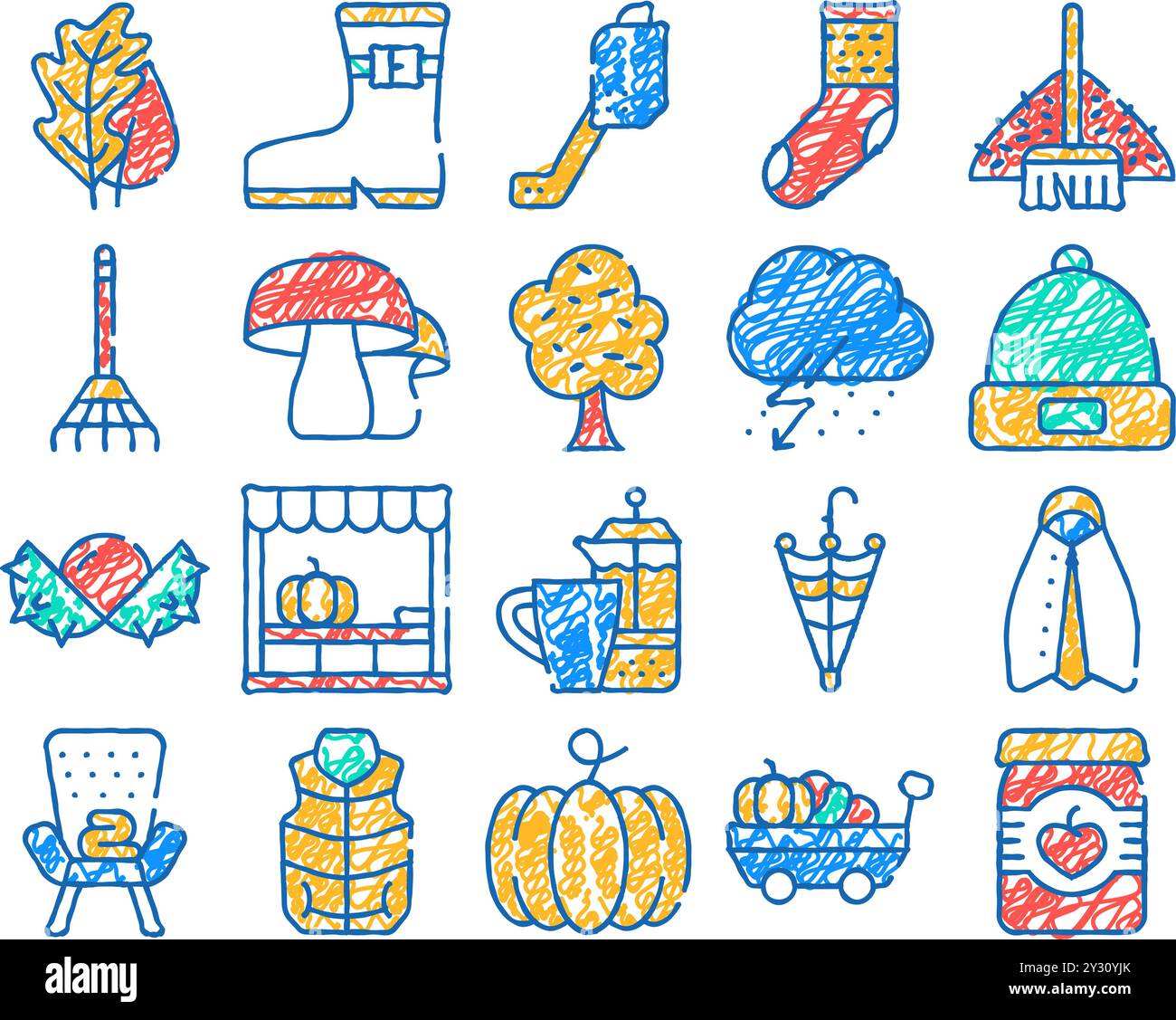 autumn season objects icon hand drawn Stock Vector Image & Art - Alamy
