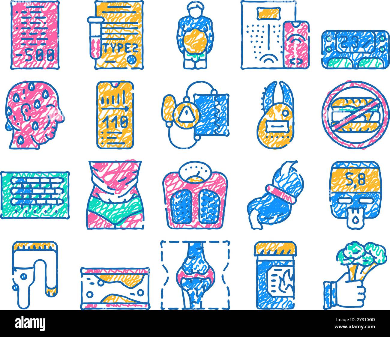 cholesterol overweight flat icon hand drawn Stock Vector Image & Art ...