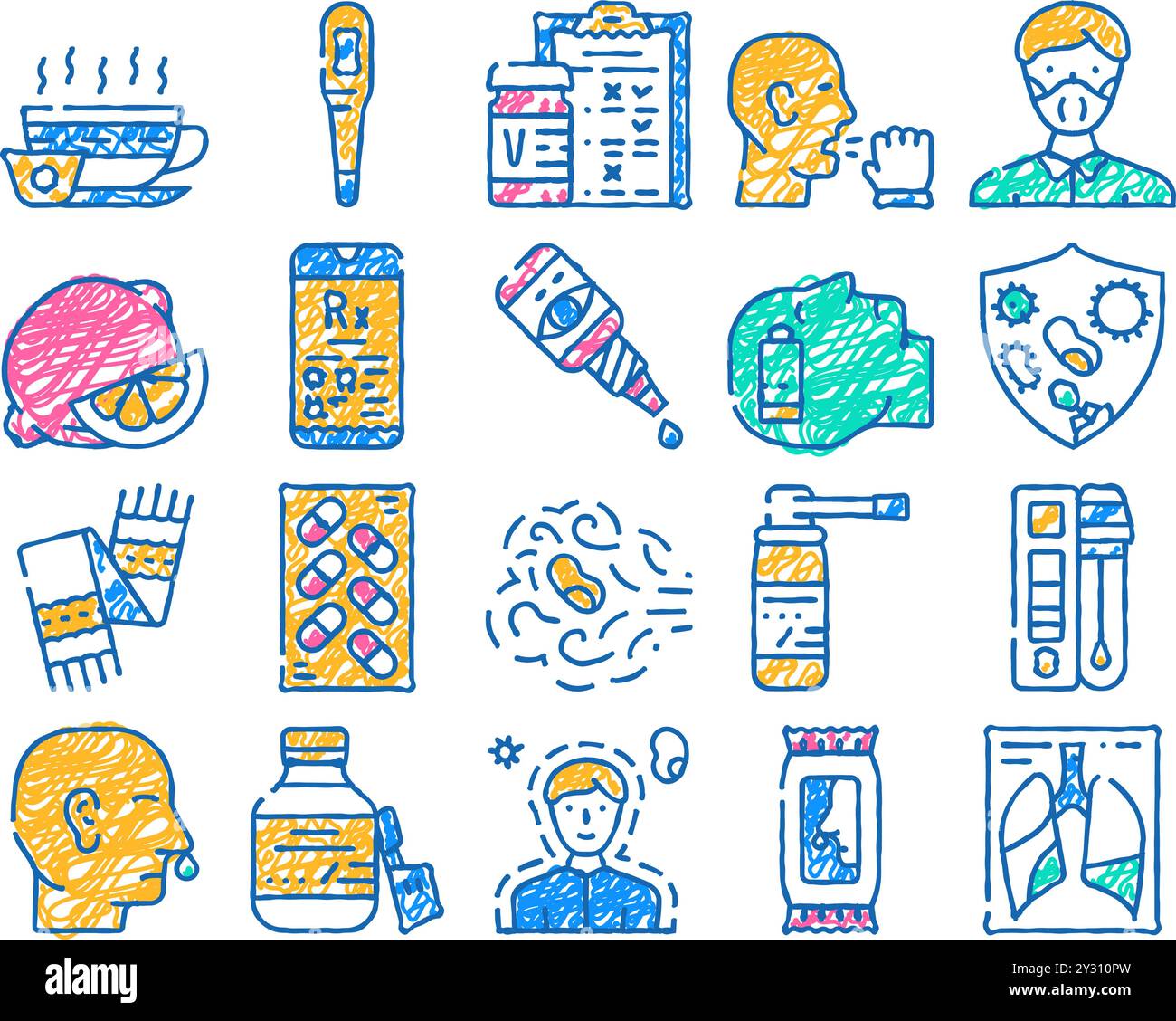 flu disease treatment icon hand drawn Stock Vector Image & Art - Alamy
