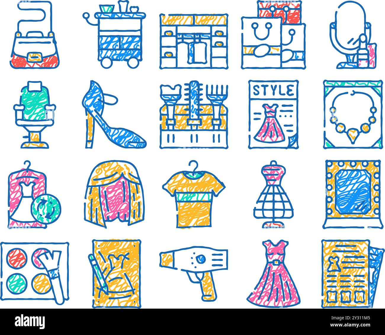 stylist accessory icon hand drawn Stock Vector Image & Art - Alamy
