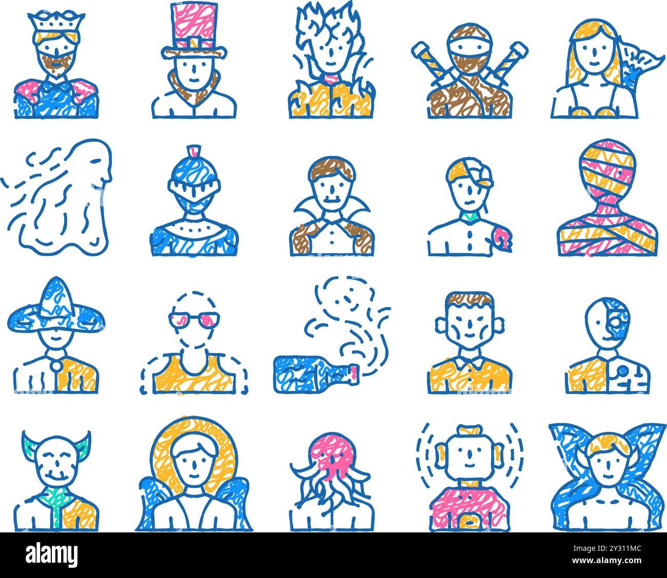 fantasy and magical character icon hand drawn Stock Vector Image & Art ...