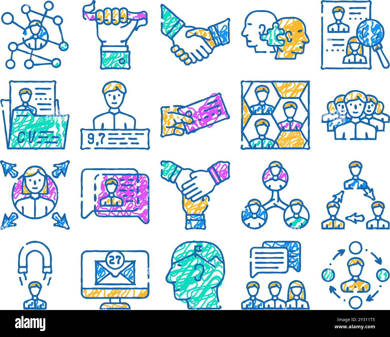 Global networking icon doodle hi-res stock photography and images - Alamy