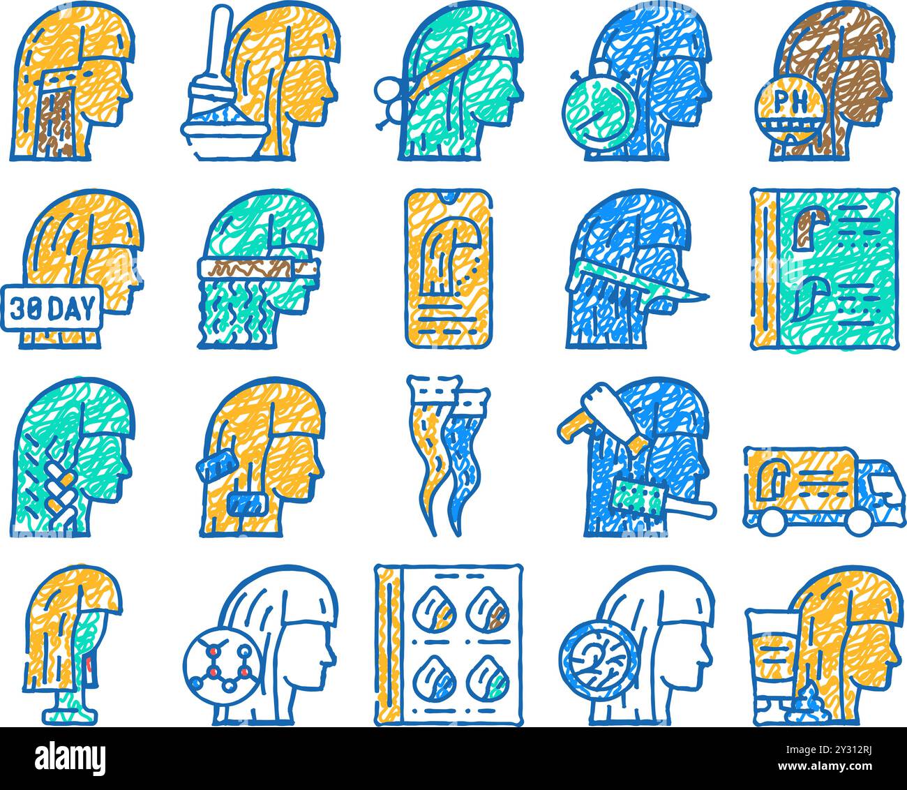 hair salon hairstyle service icon hand drawn Stock Vector Image & Art ...
