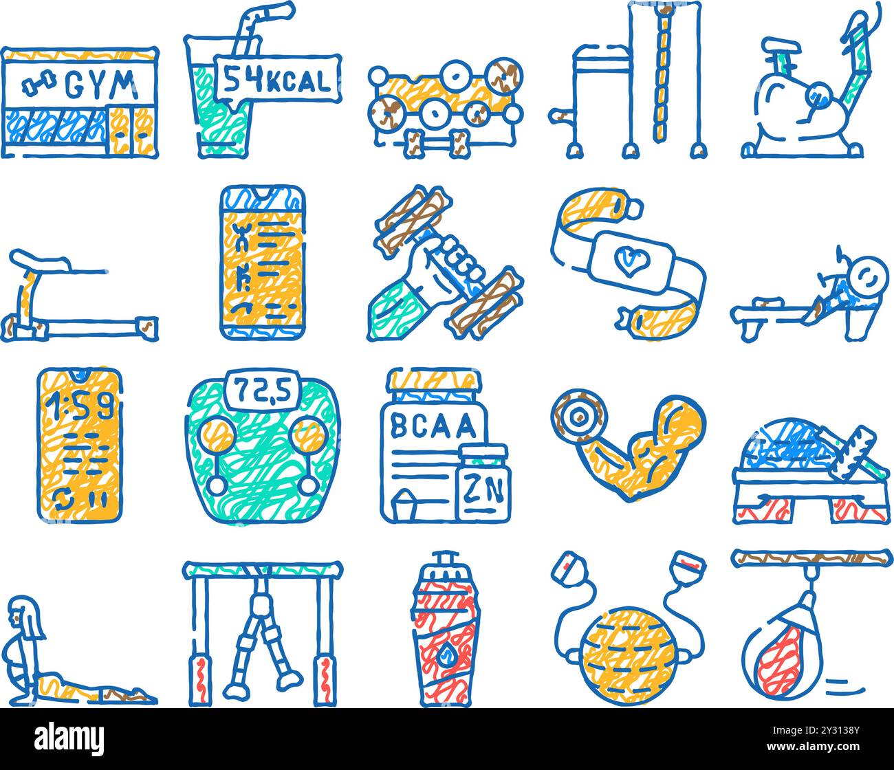 fitness gym sportive equipment icon hand drawn Stock Vector Image & Art ...