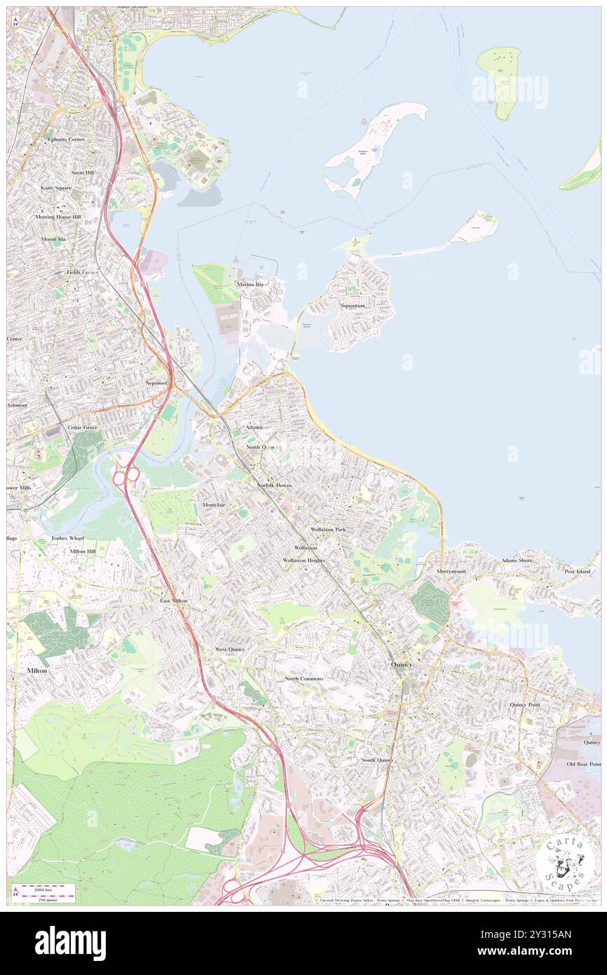 North Quincy, Norfolk County, US, United States, Massachusetts, N 42 16' 37'', S 71 1' 13'', map, Cartascapes Map published in 2024. Explore Cartascapes, a map revealing Earth's diverse landscapes, cultures, and ecosystems. Journey through time and space, discovering the interconnectedness of our planet's past, present, and future. Stock Photo