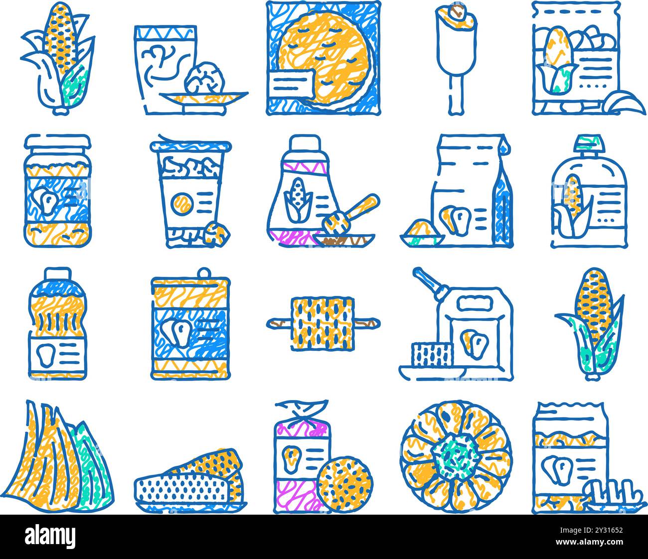 corn maize sweet plant cob icon hand drawn Stock Vector Image & Art - Alamy