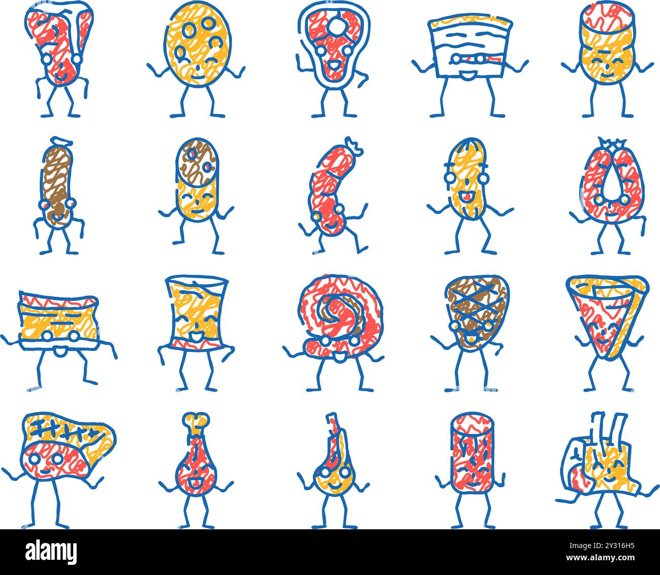 meat character food meal icon hand drawn Stock Vector Image & Art - Alamy