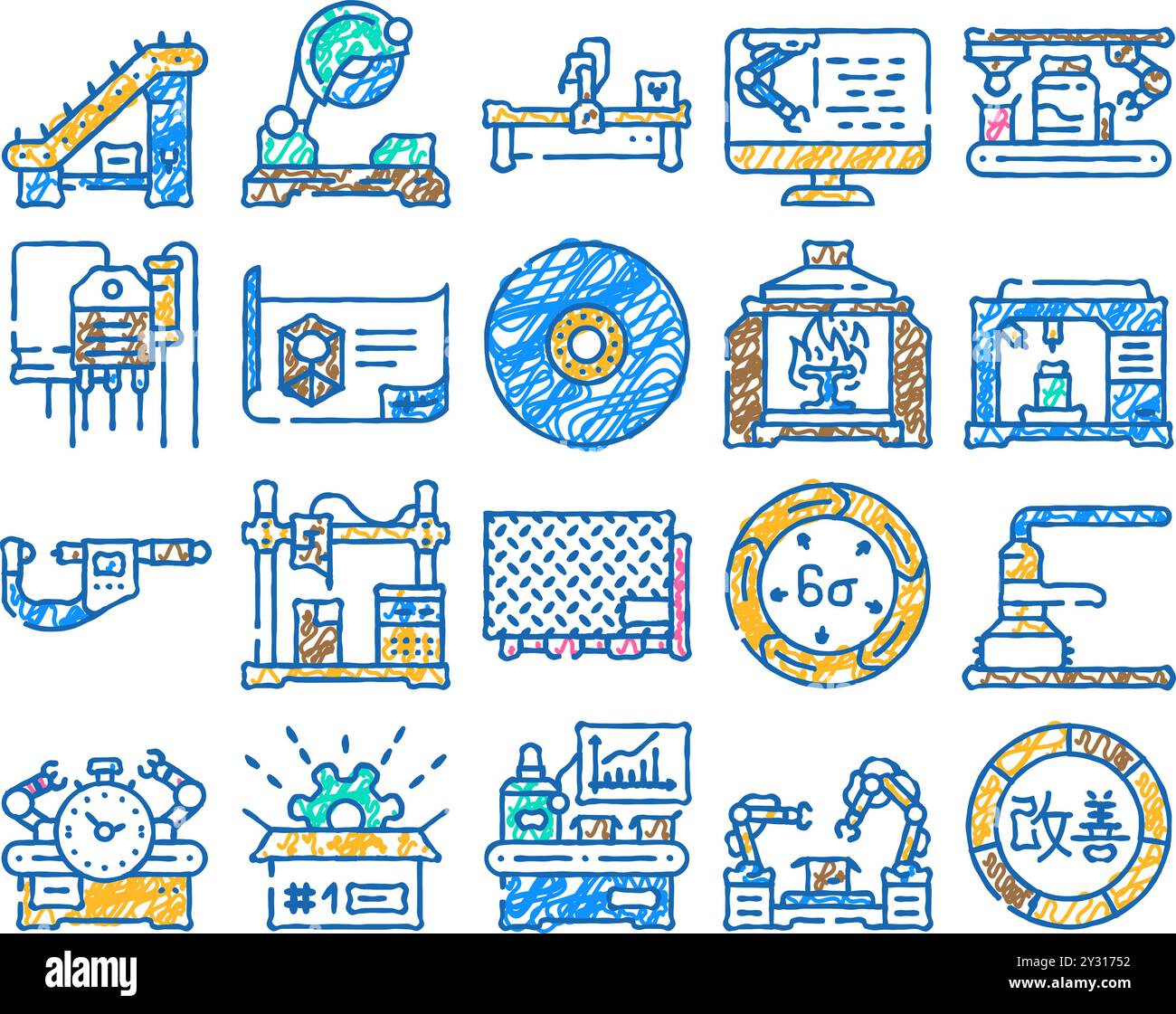 manufacturing factory production icon hand drawn Stock Vector Image ...