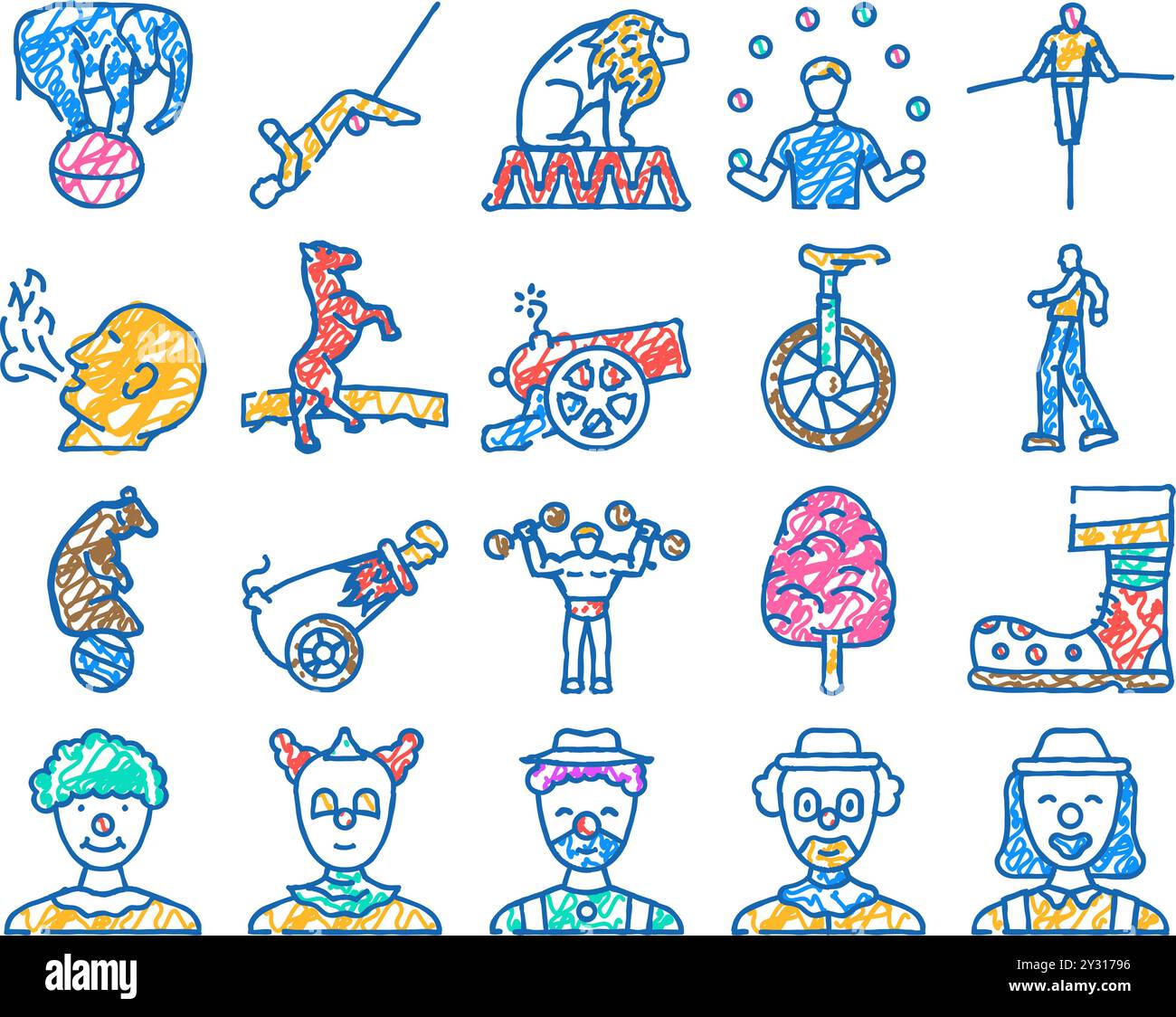 circus carnival vintage show icon hand drawn Stock Vector Image & Art ...