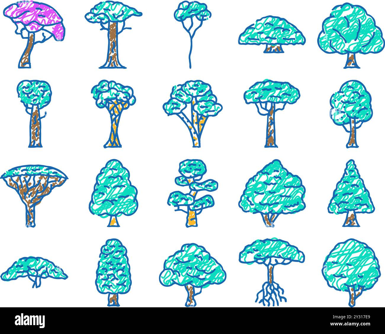rainforest tree forest green icon hand drawn Stock Vector Image & Art ...