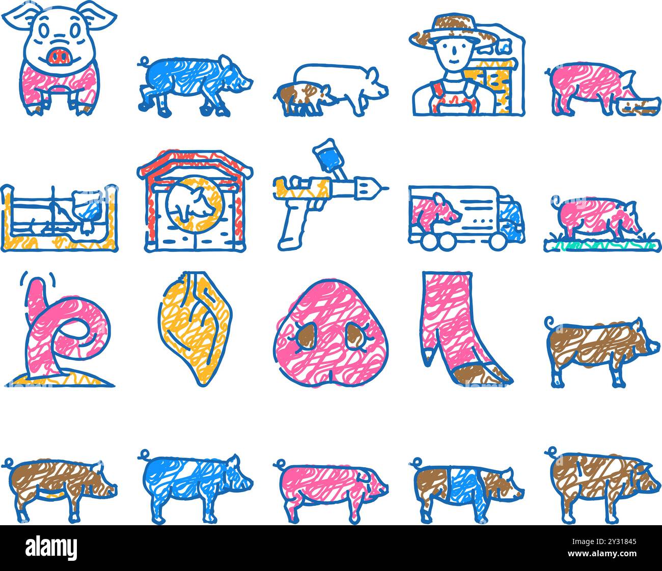 pig pork farm icon hand drawn Stock Vector Image & Art - Alamy