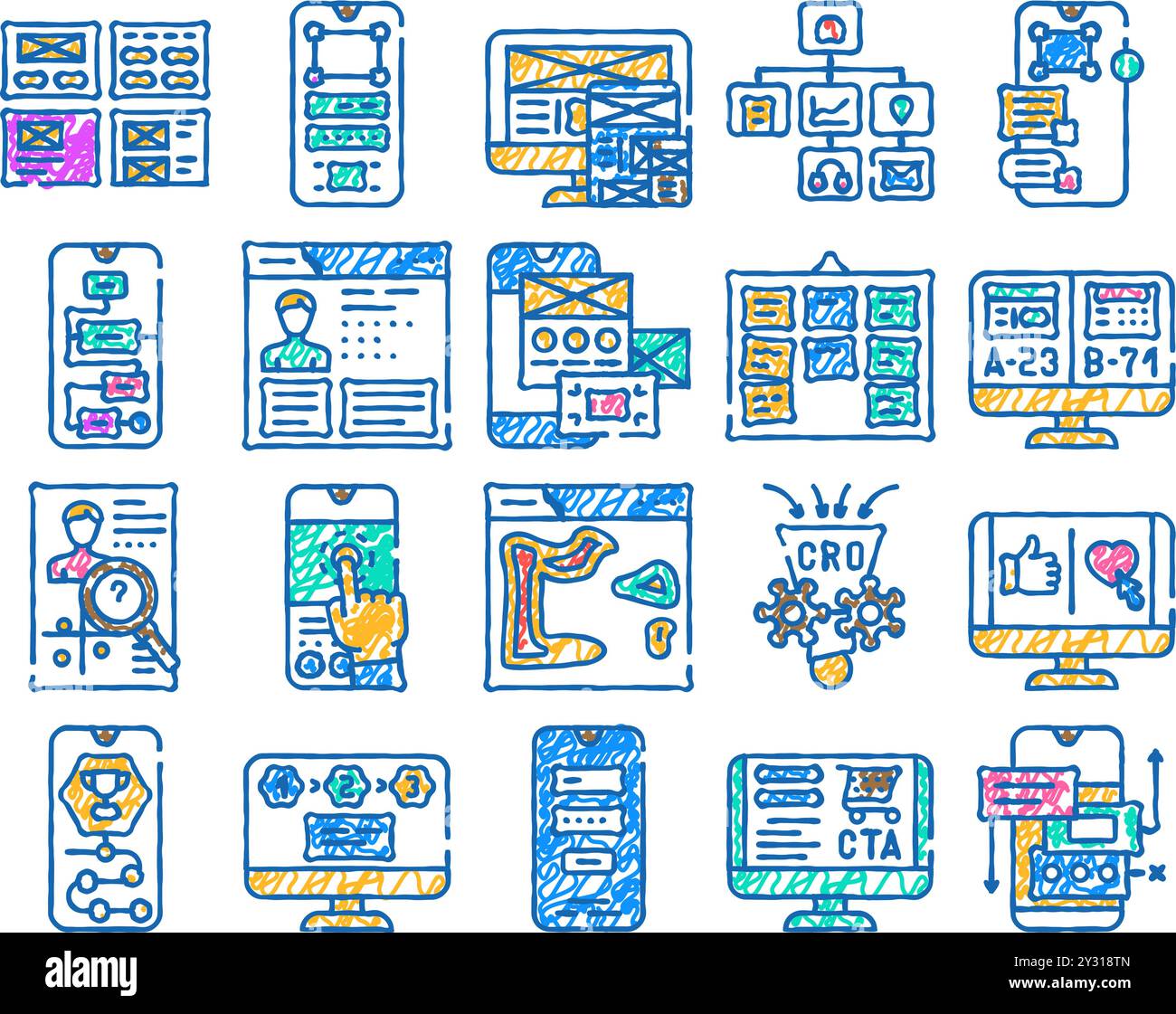 ui ux web interface app icon hand drawn Stock Vector Image & Art - Alamy