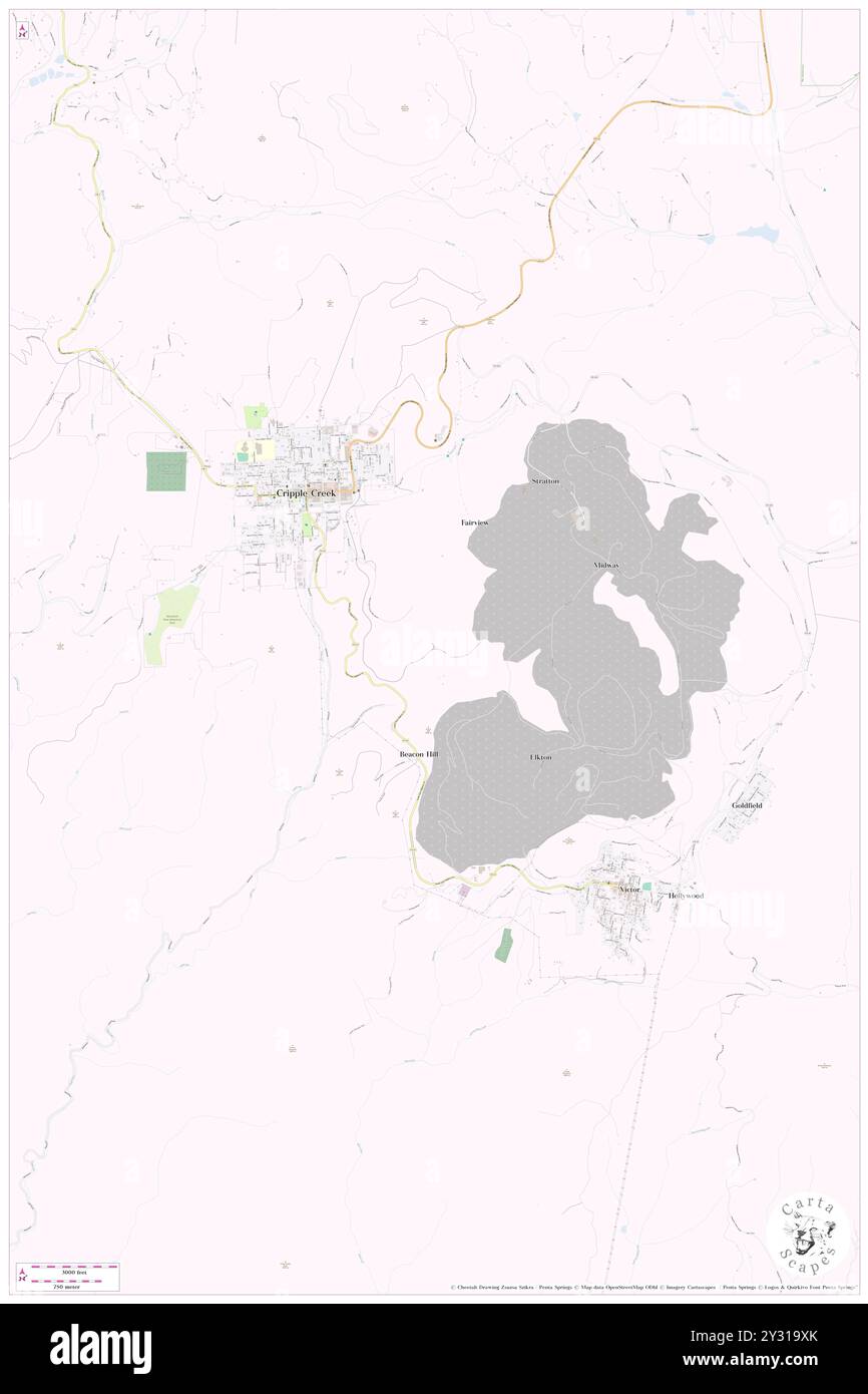 Anaconda (historical), Teller County, US, United States, Colorado, N 38 43' 54'', S 105 9' 47'', map, Cartascapes Map published in 2024. Explore Cartascapes, a map revealing Earth's diverse landscapes, cultures, and ecosystems. Journey through time and space, discovering the interconnectedness of our planet's past, present, and future. Stock Photo