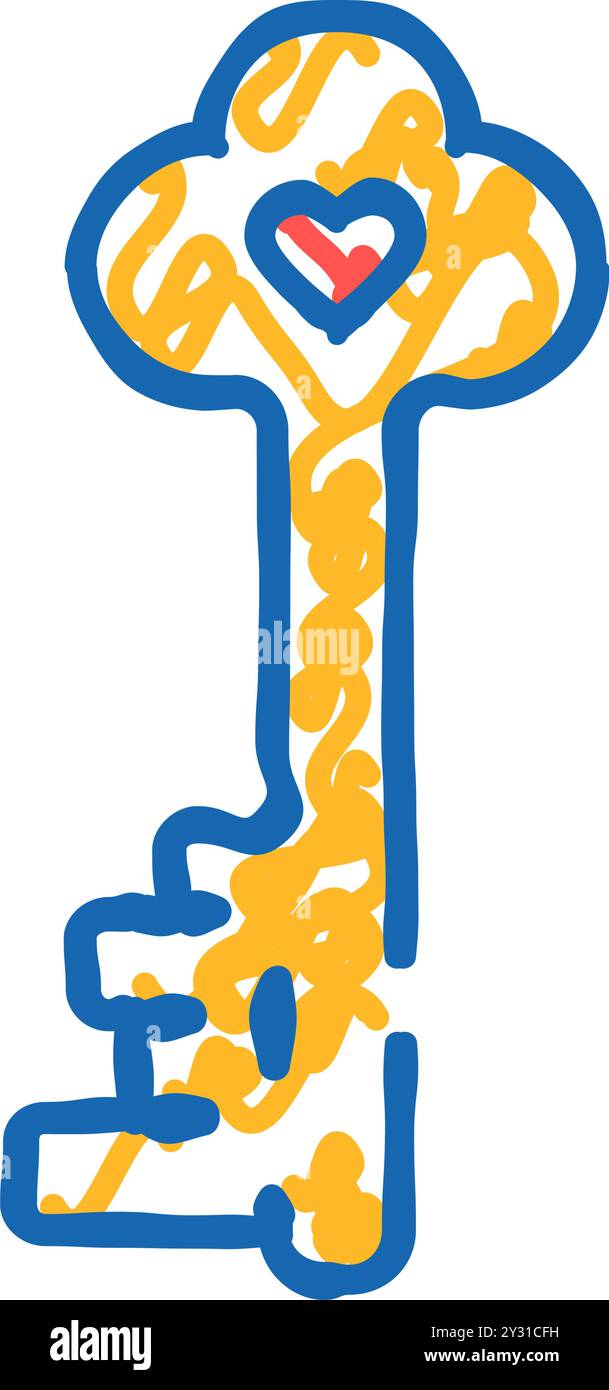 key for heart icon doodle illustration Stock Vector Image & Art - Alamy