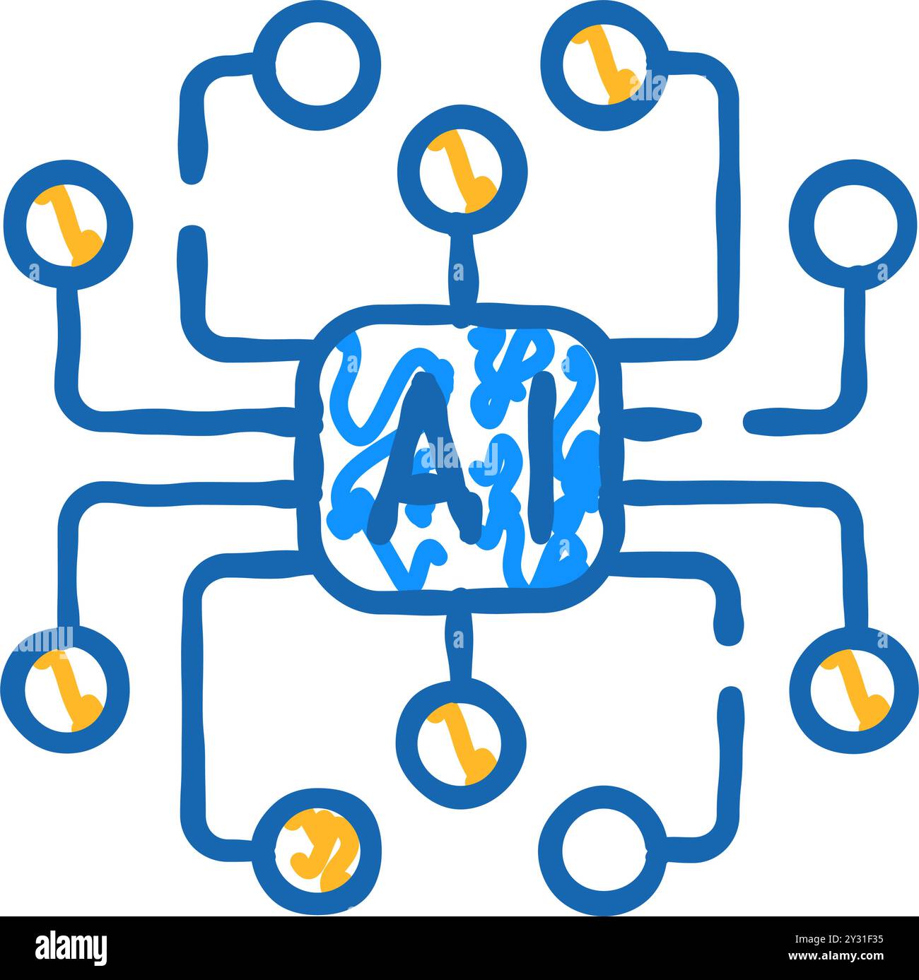 artificial intelligence ai scheme icon doodle illustration Stock Vector ...