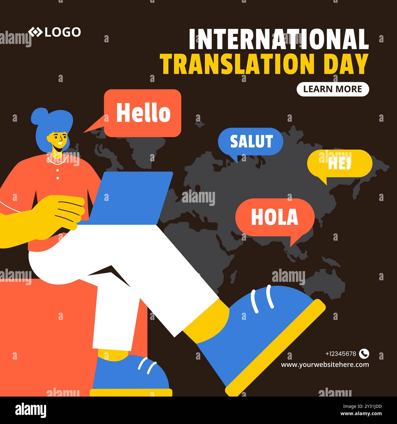 Transfer Between Language Cartoon Translation Language Day Social Media Illustration Flat Cartoon Hand ...