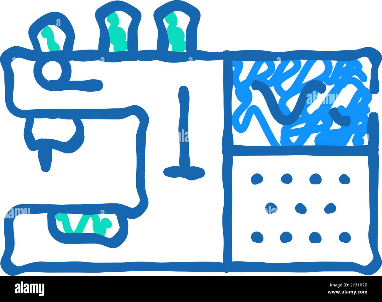 sewing machine with programmable embroidery icon doodle illustration ...