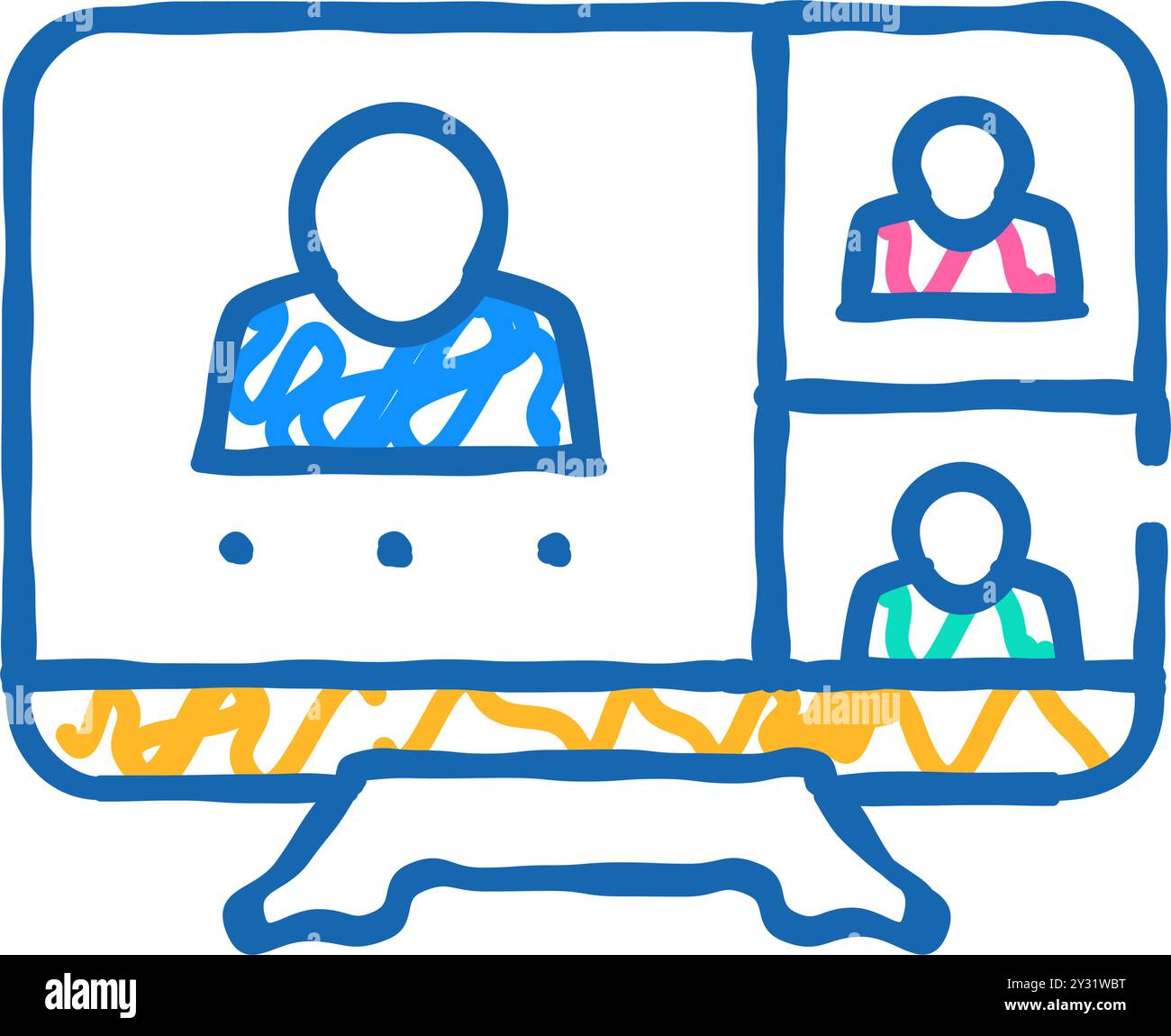online conference, remote work icon doodle illustration Stock Vector ...