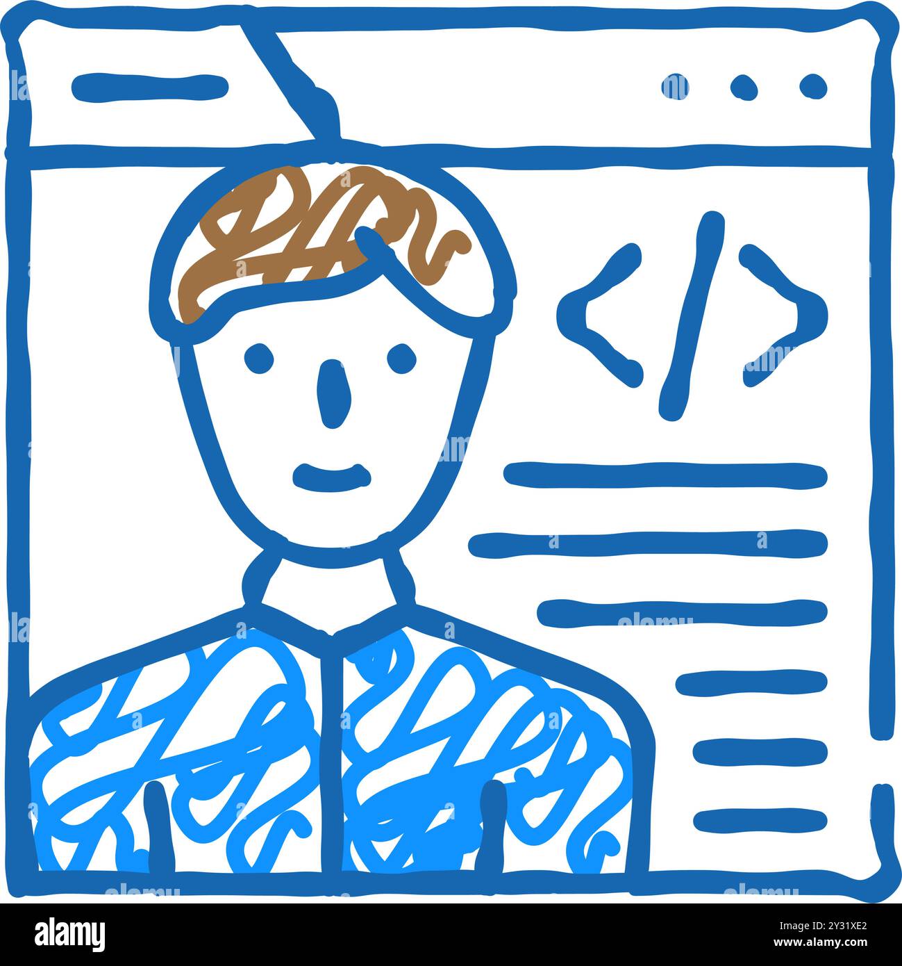 programmer worker flat icon doodle illustration Stock Vector Image ...