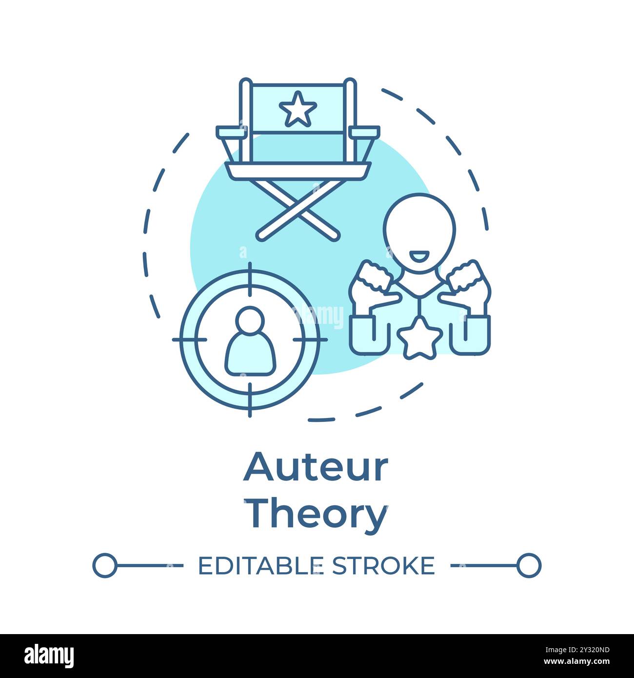 Auteur theory multi color concept icon Stock Vector