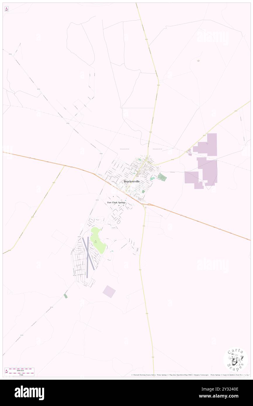 Brackettville, Kinney County, US, United States, Texas, N 29 18' 37'', S 100 25' 4'', map, Cartascapes Map published in 2024. Explore Cartascapes, a map revealing Earth's diverse landscapes, cultures, and ecosystems. Journey through time and space, discovering the interconnectedness of our planet's past, present, and future. Stock Photo