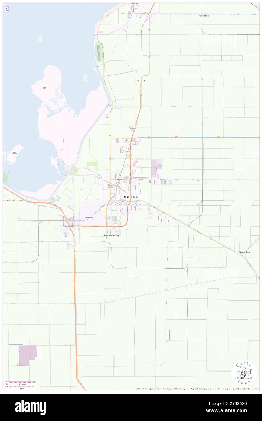 Belle Glade, Palm Beach County, US, United States, Florida, N 26 41' 4'', S 80 40' 3'', map, Cartascapes Map published in 2024. Explore Cartascapes, a map revealing Earth's diverse landscapes, cultures, and ecosystems. Journey through time and space, discovering the interconnectedness of our planet's past, present, and future. Stock Photo