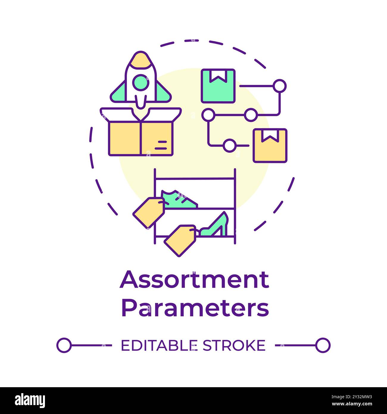 Assortment parameters multi color concept icon Stock Vector