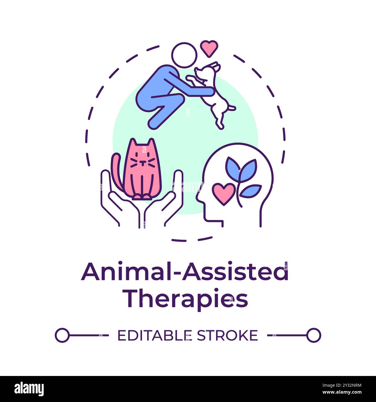 Animal-assisted therapies multi color concept icon Stock Vector