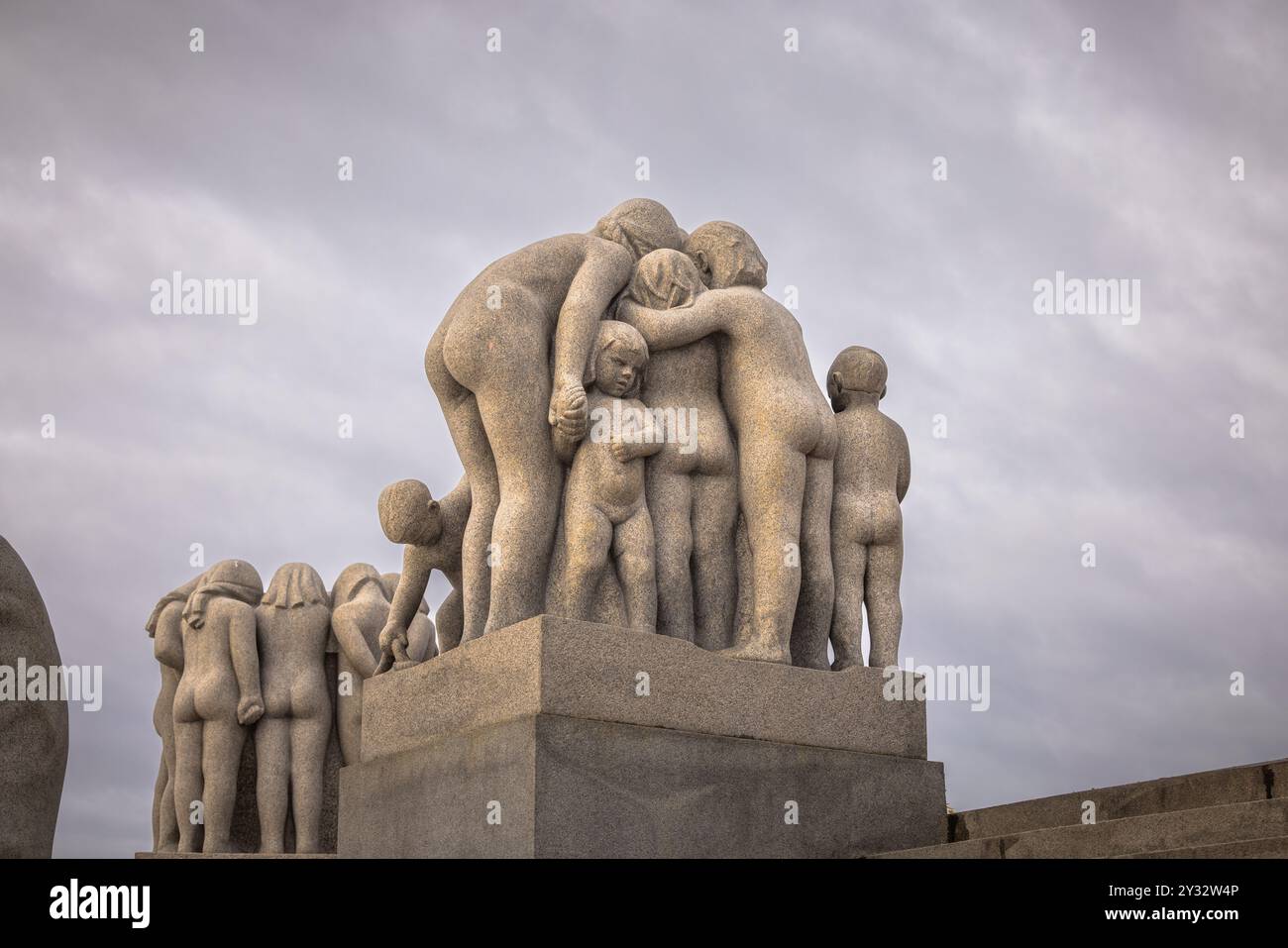 Oslo - February 11 2023: Statues in the famous Vigeland Park in Oslo, Norway Stock Photo