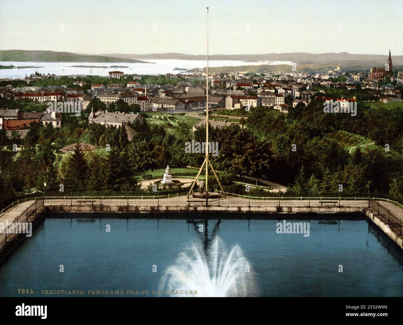 Panorama from St. Hanshaugen, Christiania, Oslo, Norway, Ansicht aus 1885, Historisch, digital restaurierte Reproduktion von einer Vorlage aus dem 19. Stock Photo