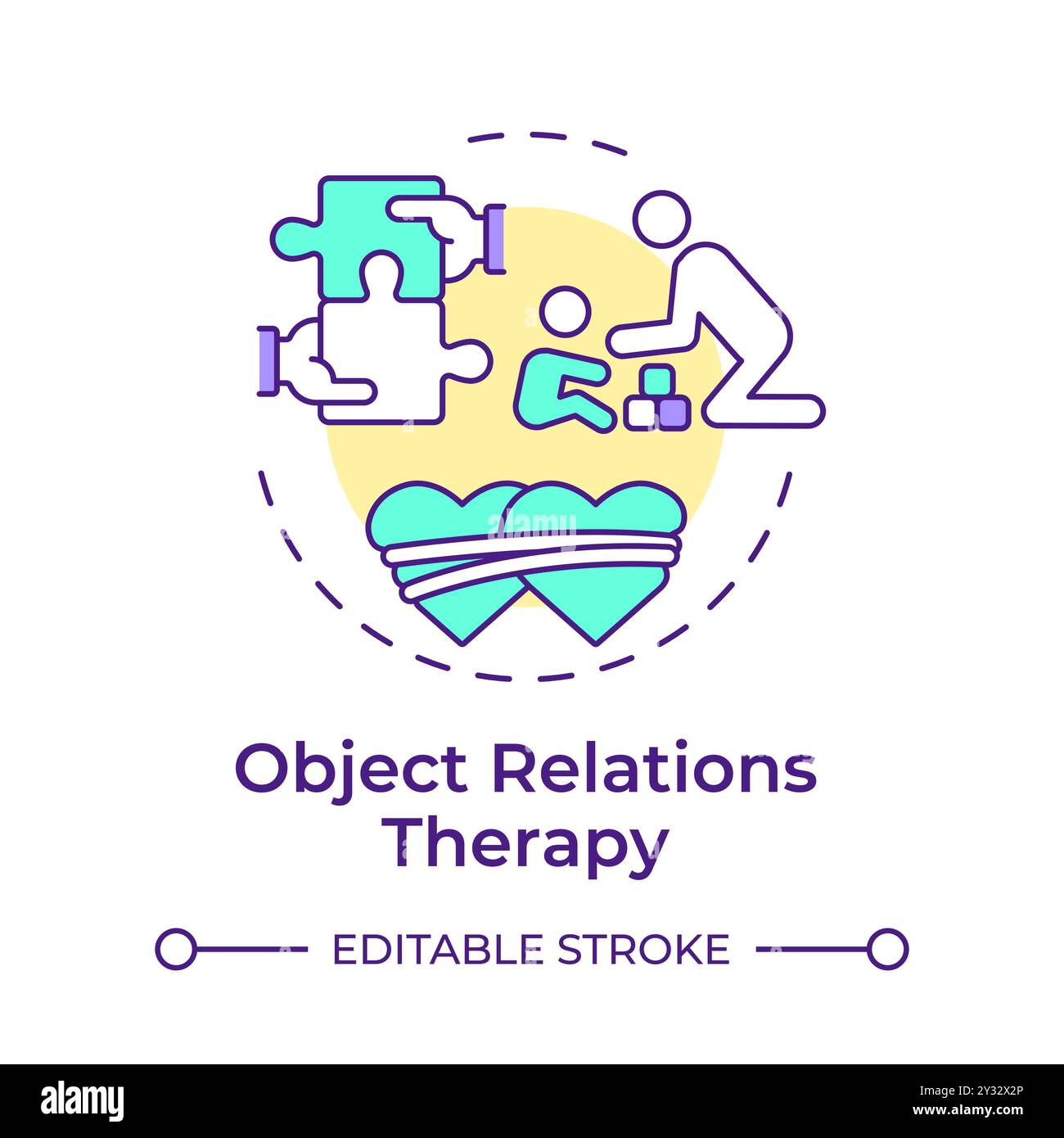 Object relations therapy multi color concept icon Stock Vector