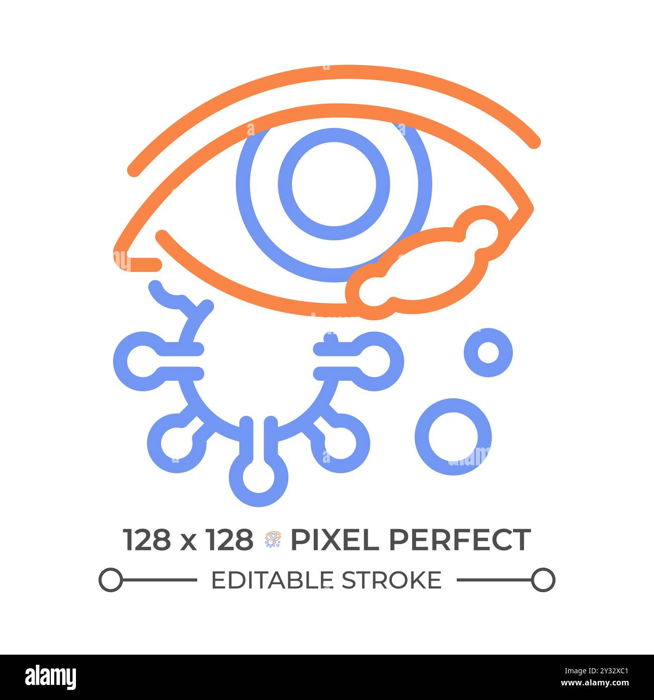 Eye infection two color line icon Stock Vector