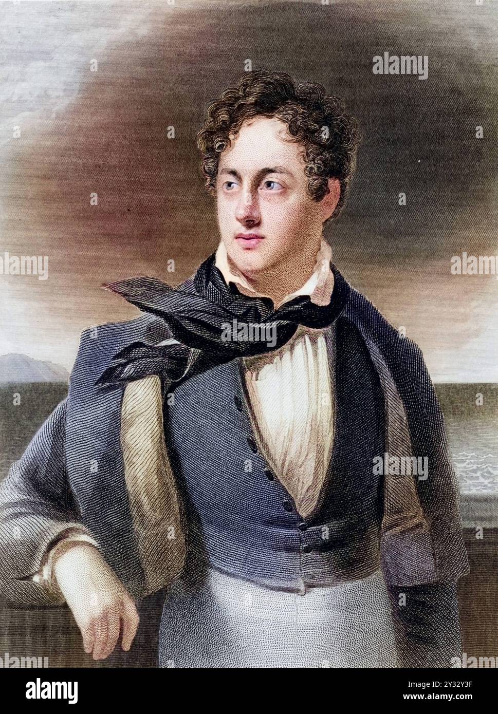 George Gordon, Lord Byron 1788-1824, englischer romantischer Dichter schottischer Abstammung., Historisch, digital restaurierte Reproduktion von einer Stock Photo