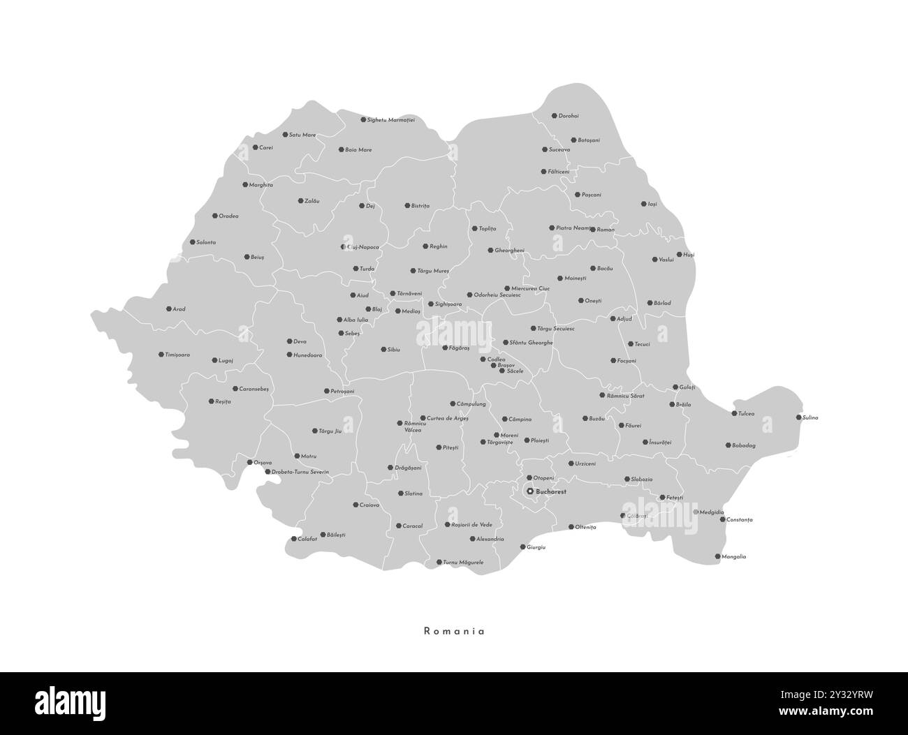 Vector modern illustration. Simplified administrative map of Romania ...