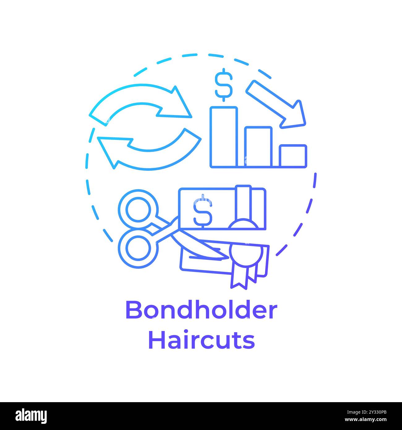 Bondholder haircuts blue gradient concept icon Stock Vector