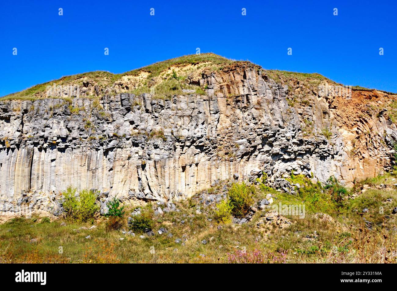 Basalt columns of Racos extinct volcano Stock Photo - Alamy