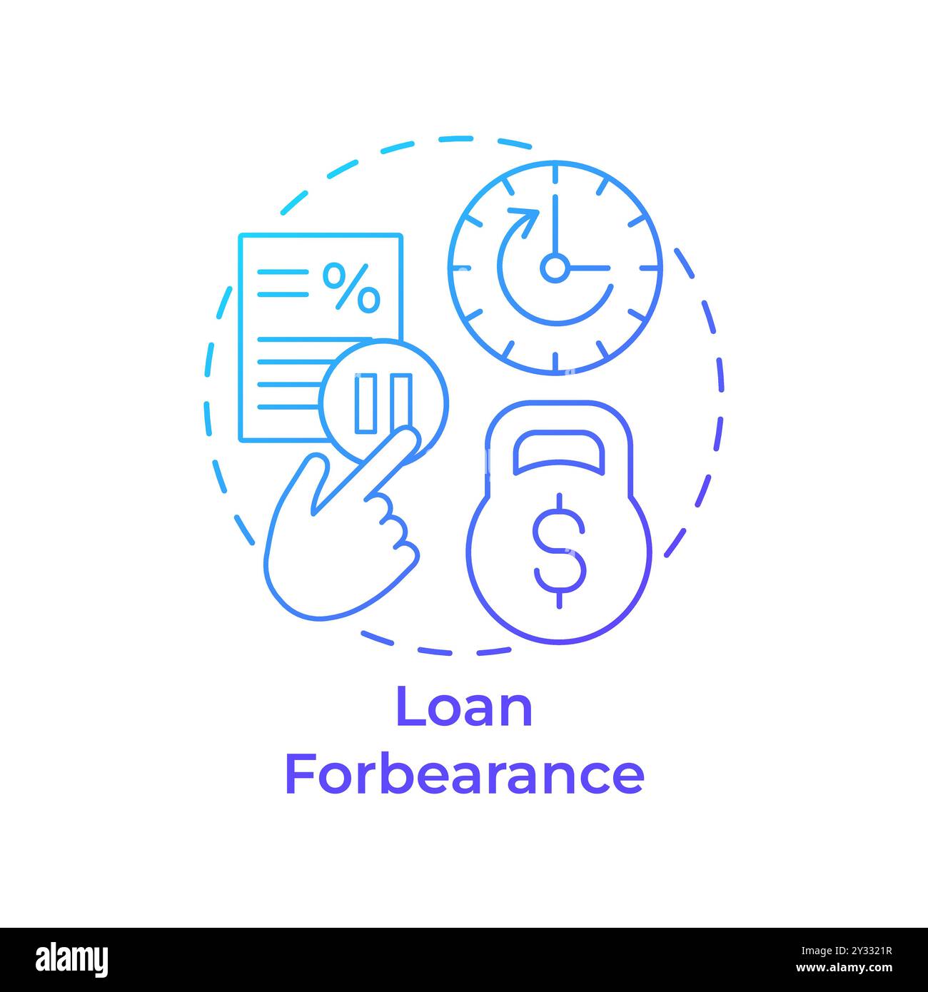 Loan forbearance blue gradient concept icon Stock Vector