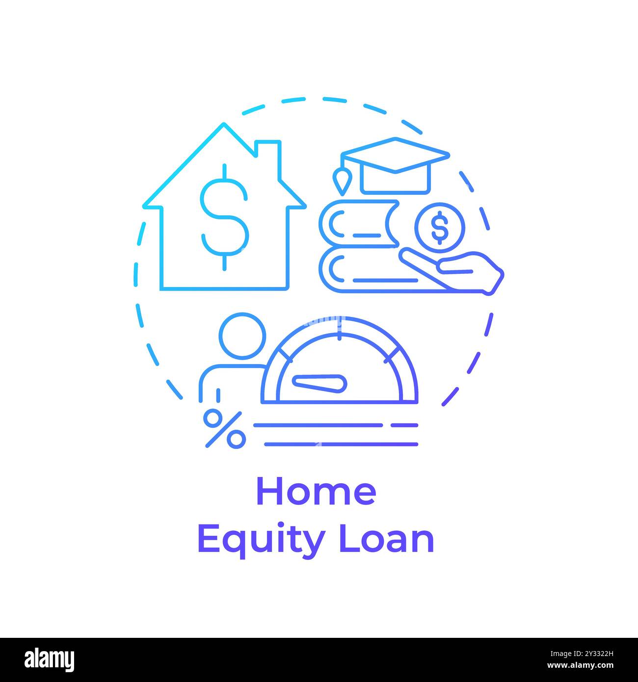 Home equity loan blue gradient concept icon Stock Vector