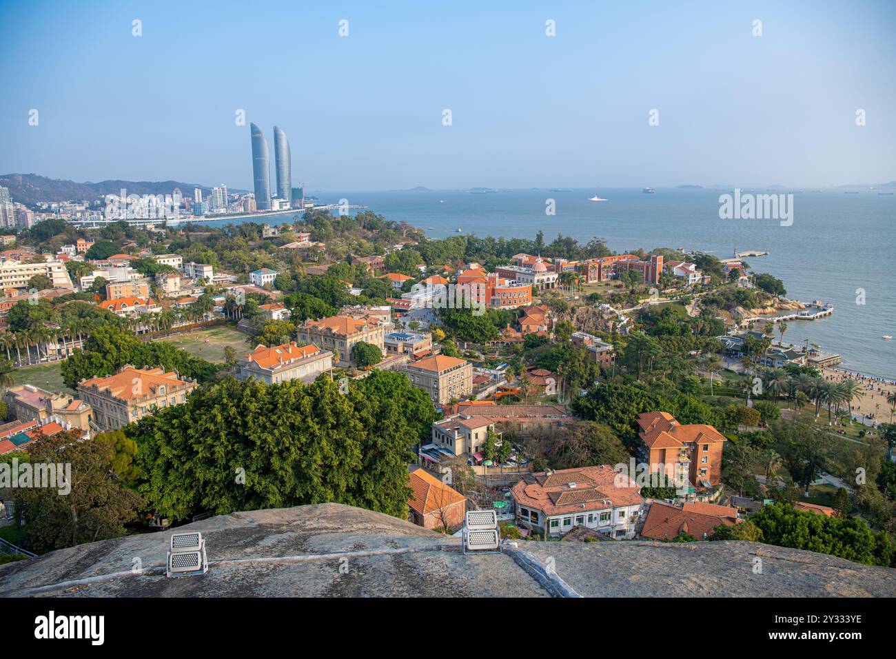 Panoramic view of Gulangyu Island in Xiamen, China, copy space for text Stock Photo
