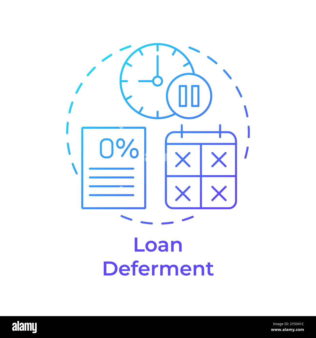 Loan deferment blue gradient concept icon Stock Vector
