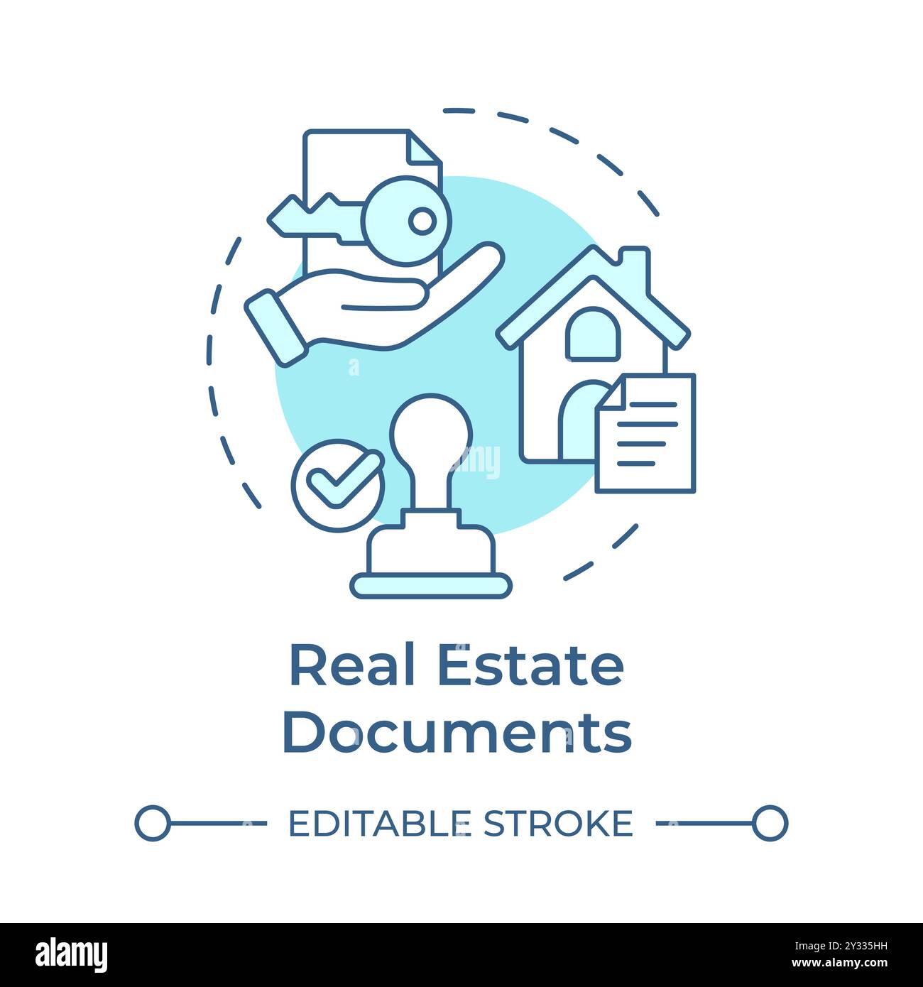 Real estate documents soft blue concept icon Stock Vector