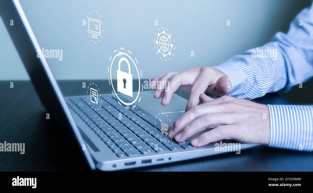 General Data Protection Regulation concept Online information security, cybersecurity. Stock Photo