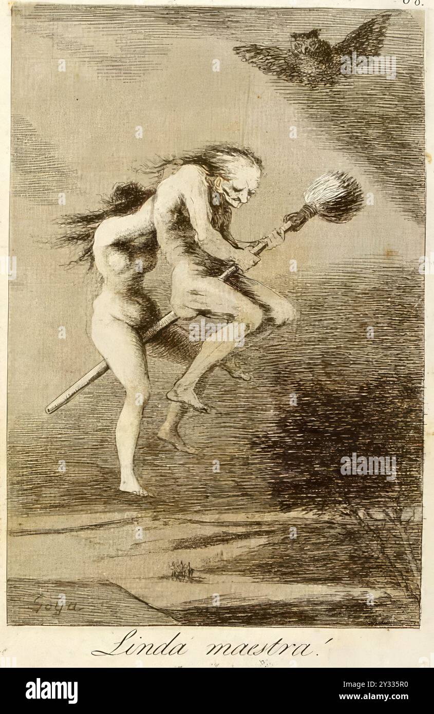 Flying witch, woodcut hi-res stock photography and images - Alamy