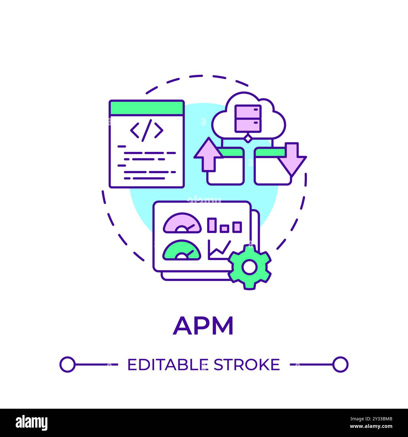 APM multi color concept icon Stock Vector