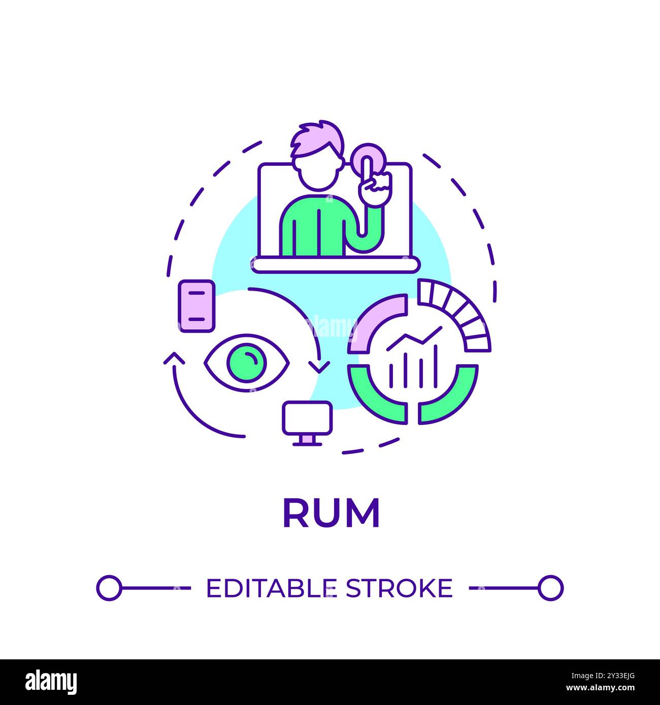 RUM multi color concept icon Stock Vector
