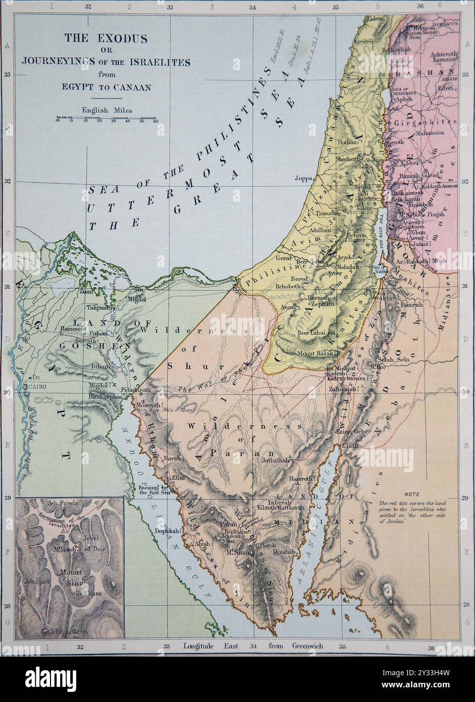 Map of the Old Testament Exodus Journeyings of the Israelites from ...