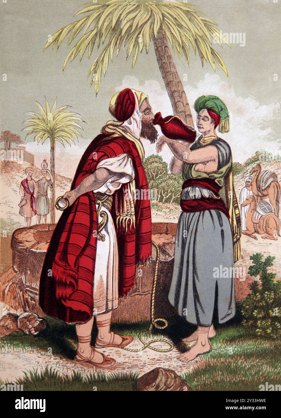 Illustration of Rebekah Offering Abraham's Servant Eliezer Water from ...