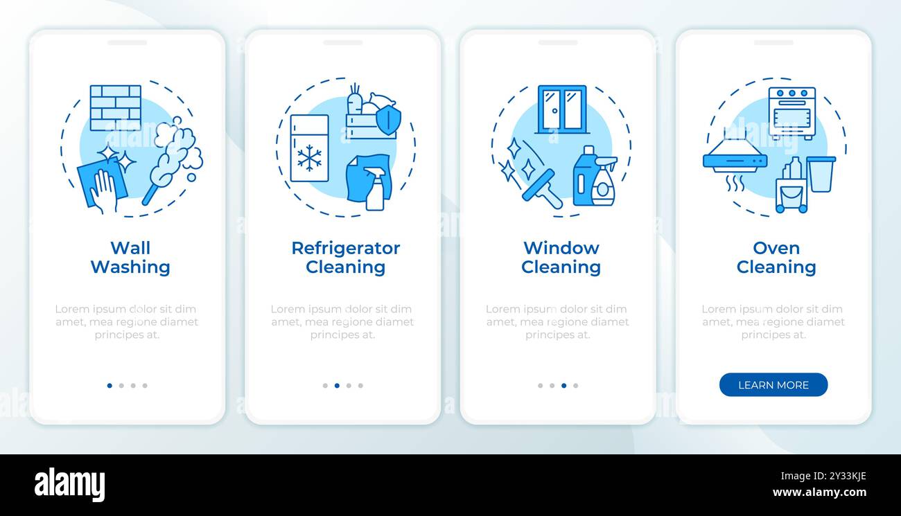 Special cleaning blue onboarding mobile app screen Stock Vector