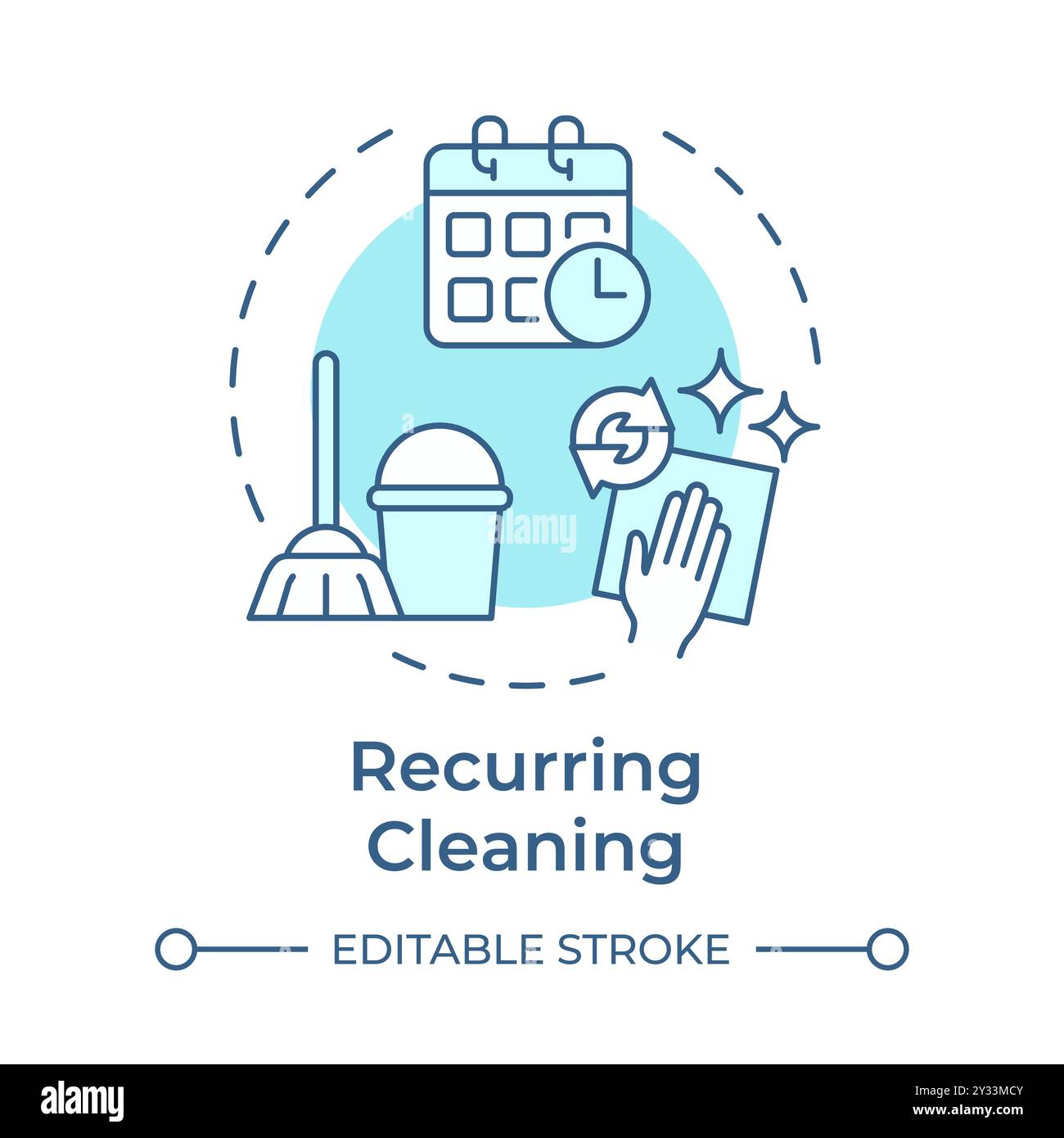 Recurring cleaning soft blue concept icon Stock Vector