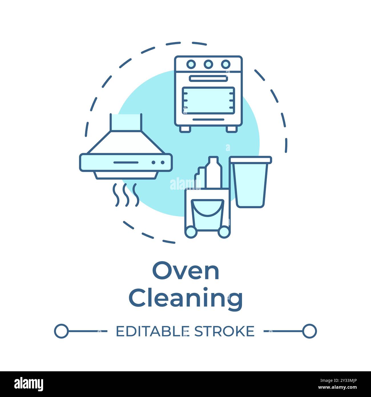 Oven cleaning soft blue concept icon Stock Vector